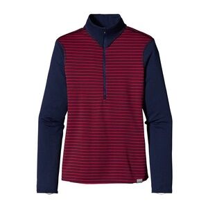 Patagonia W's Capilene® 3 Midweight Zip-Neck in Hardy Stripe: Classic Navy Red